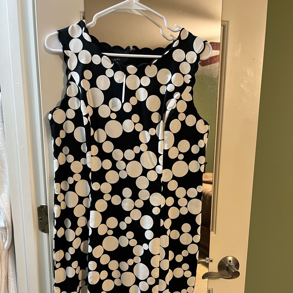 Talbots black and white dot sleeveless shift